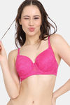 Rosaline Padded Wired 3/4th Coverage Lace Bra - Beetroot Purple — thumbnail 1